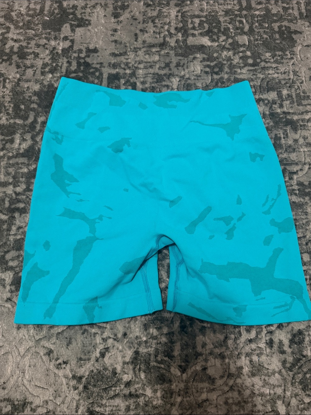 Aurola Teal Patterned Scrunch Bike Shorts